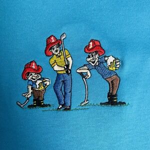 Vintage Hilton Polo XL Firefighter Golf Beer Embroidered Made USA 90s